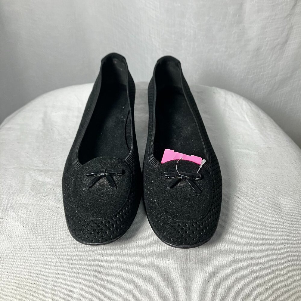 Stuart Weitzman Black Suede Flats with Small Heel